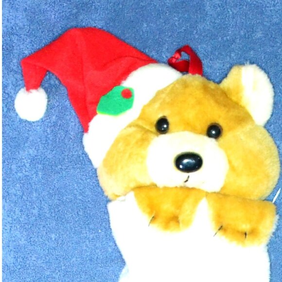 Plush Teddy Bear Christmas Stocking 19 Inches Long Holiday Decor - Picture 3 of 3